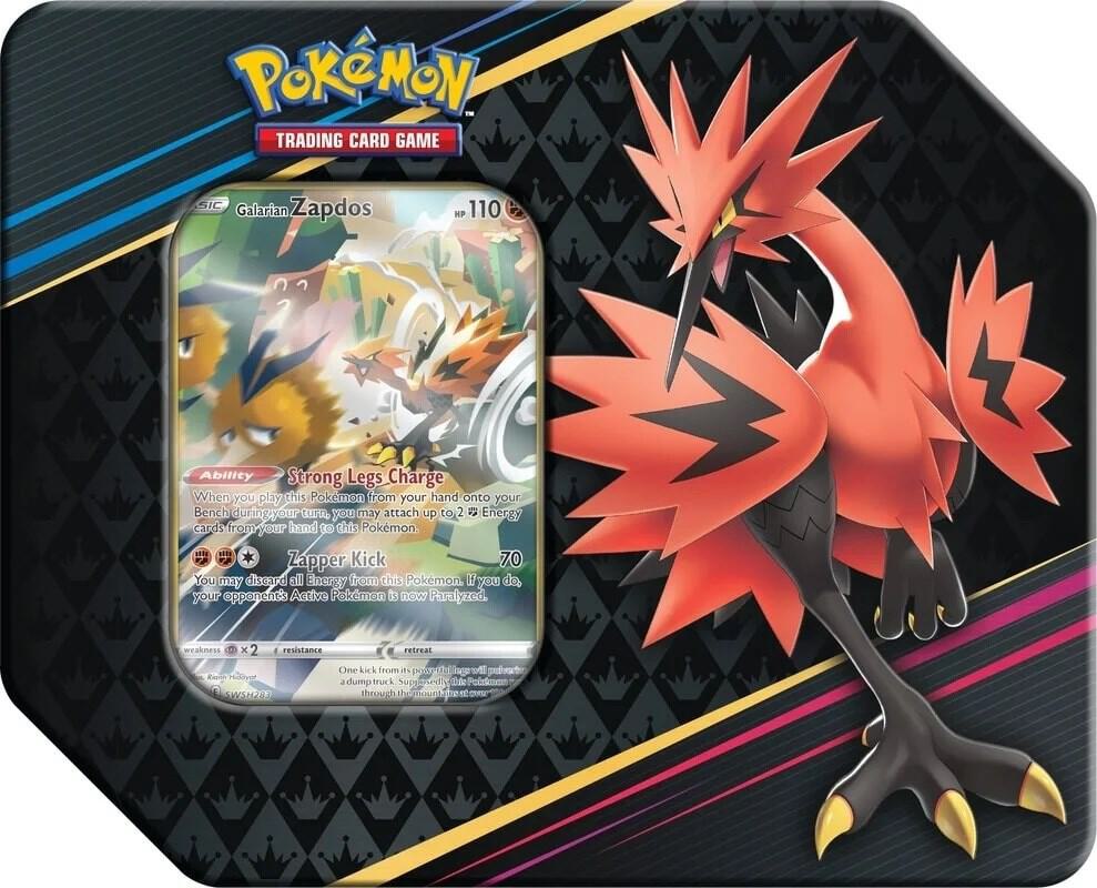 Crown Zenith: Galarian Zapdos Tin